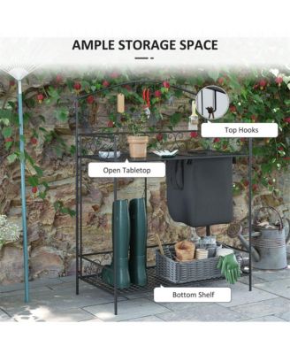Wooden Garden Work Bench with Storage for Plants and Tools
