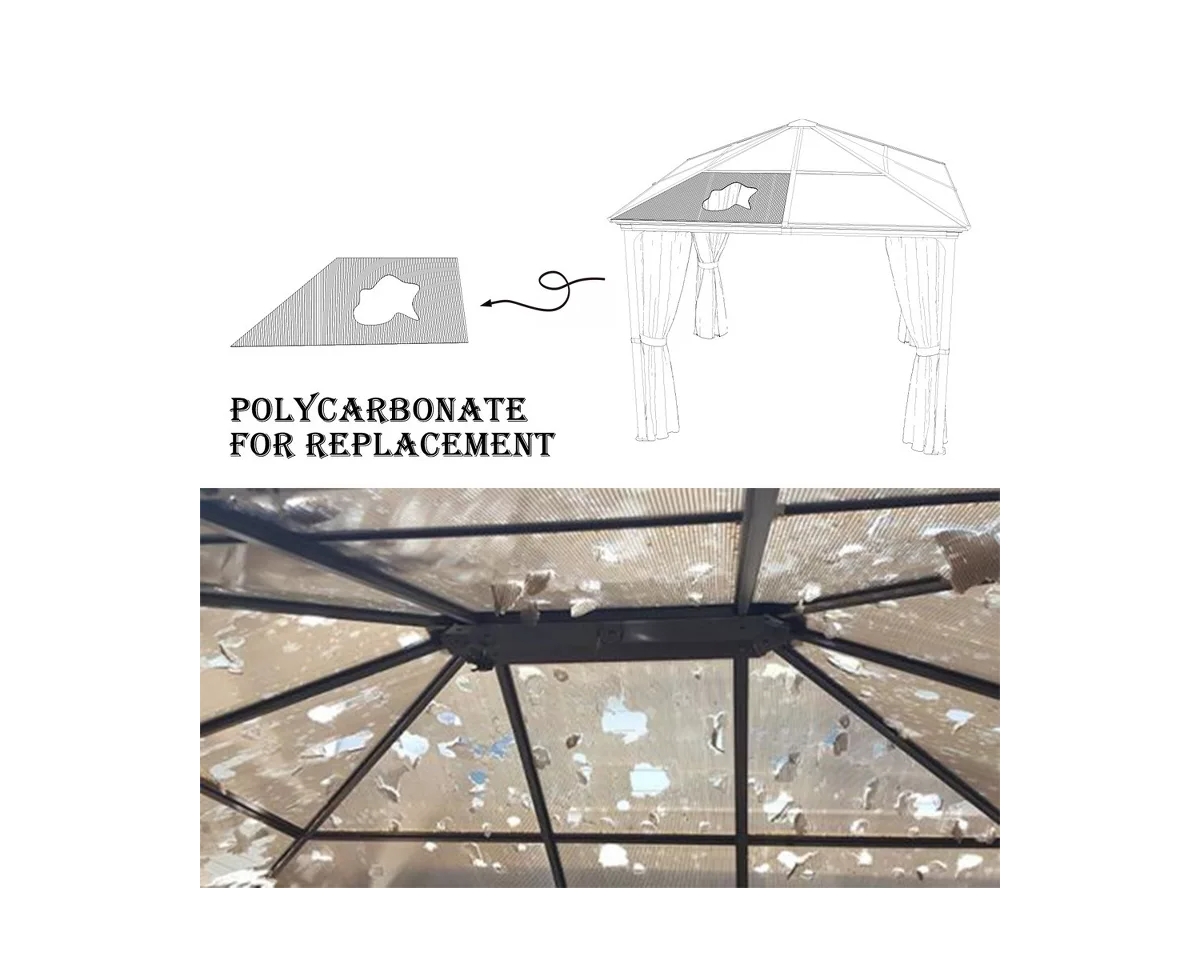 Aoodor 6Pcs 62'' (W) x 28'' (L) x 0.2'' Polycarbonate Gazebo Proof Panels, Waterproof Uv Protected Reinforced Sheets, Twin-Wall Bronze Sheets