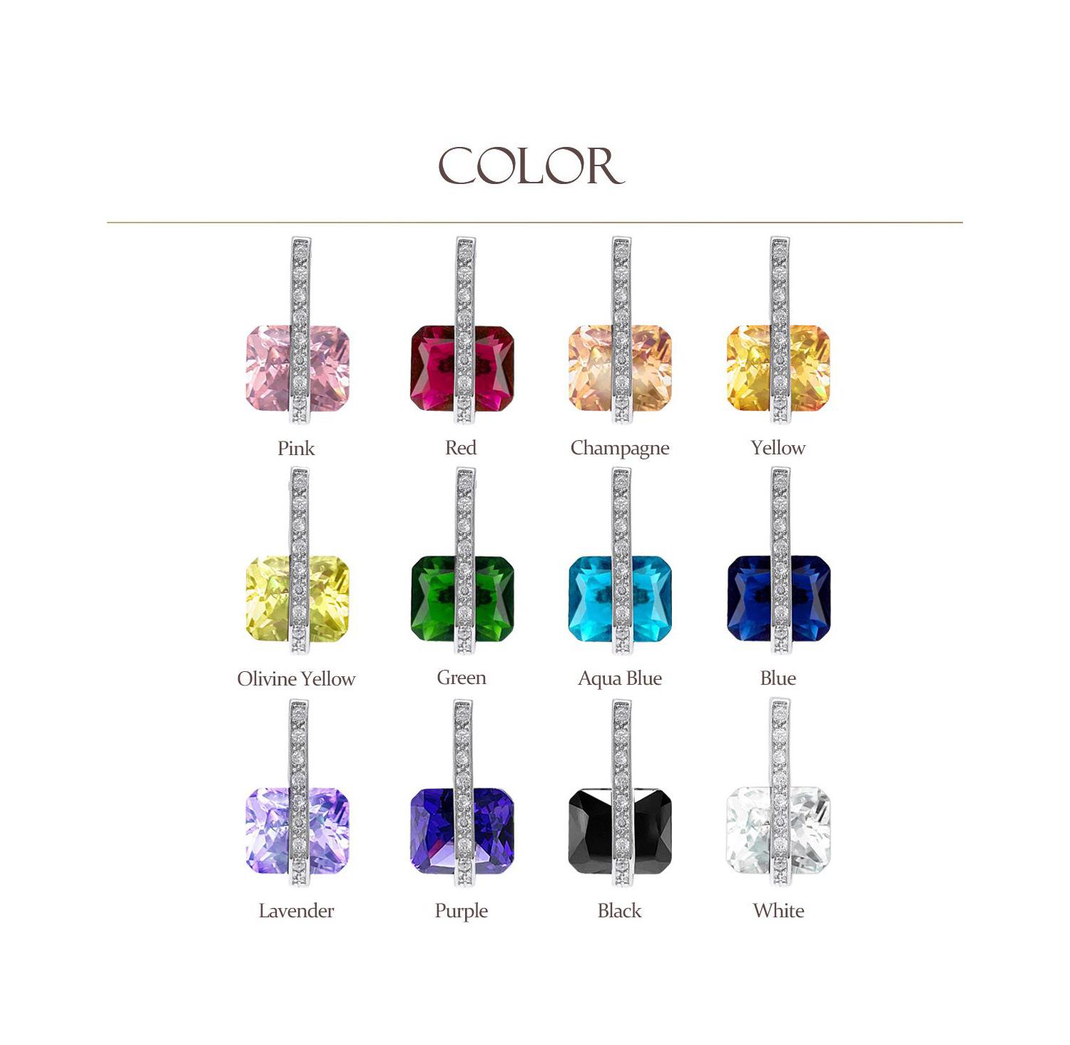 Art Deco Style Pink and Blue Rectangle CZ Drop Cocktail Earrings Silver