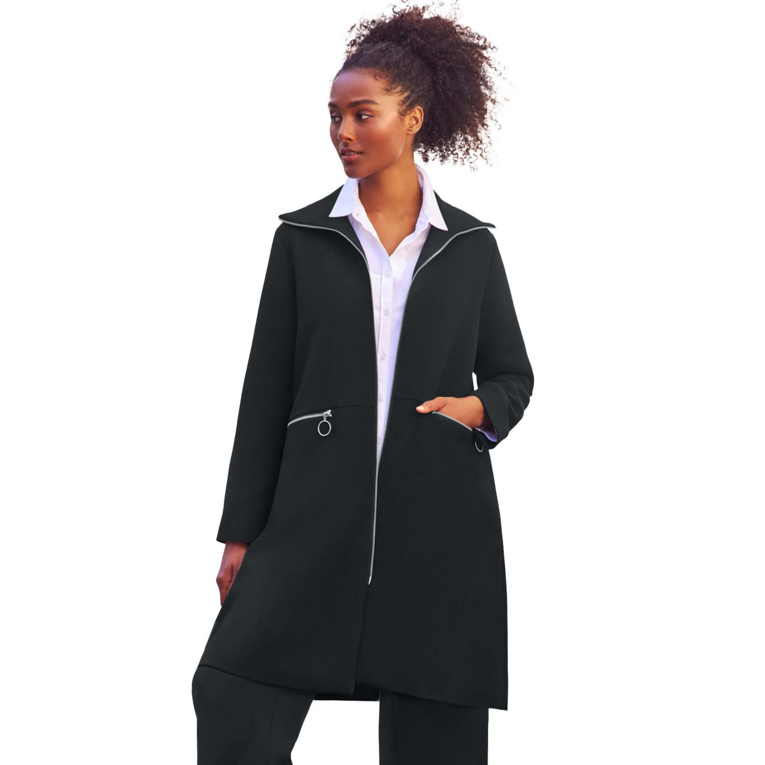 Women's Zip-Front A-Line Coat