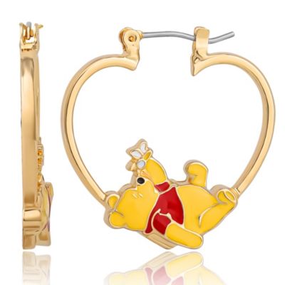Winnie the Pooh Heart Hoop Earrings, Gold-Tone