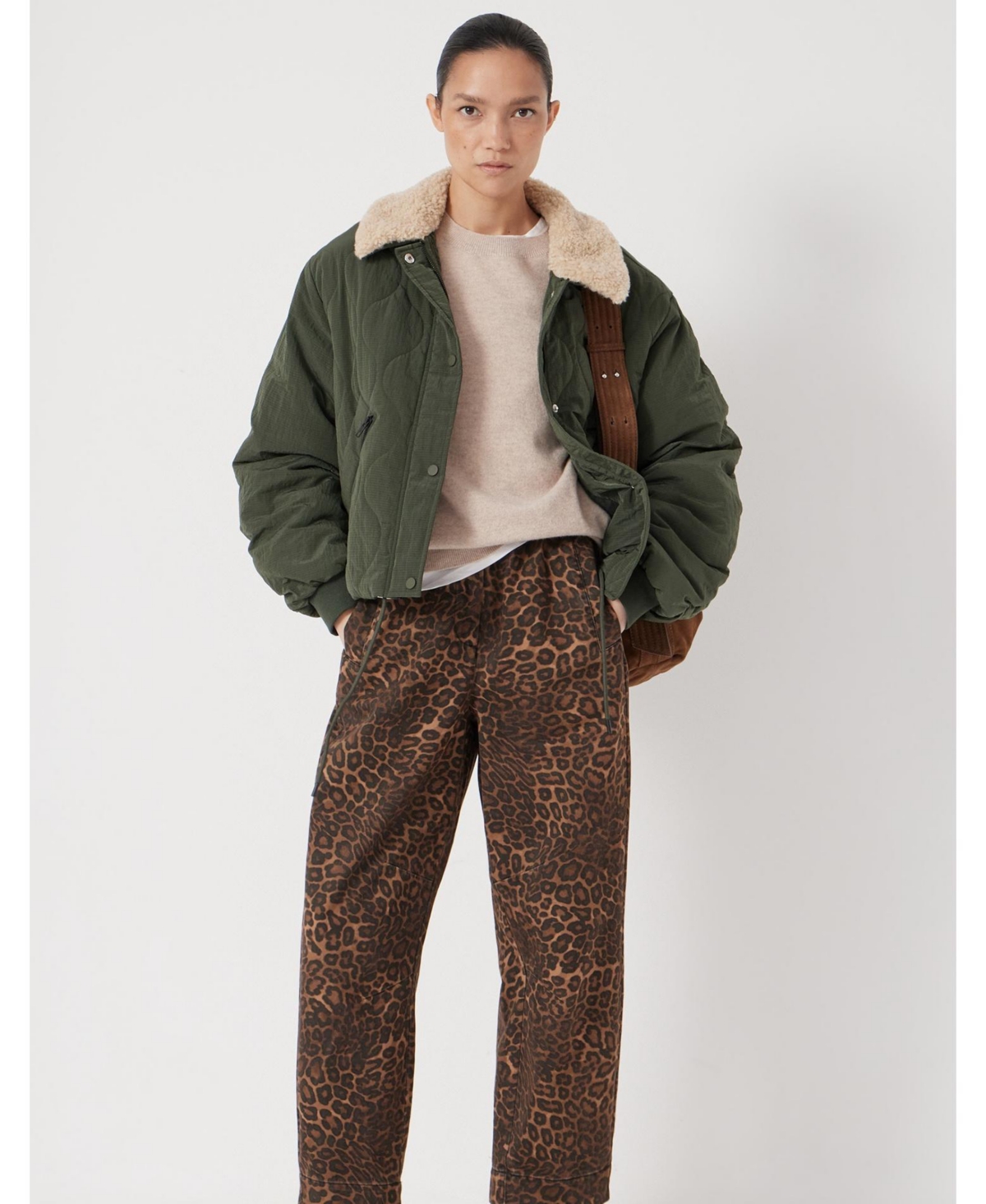 Hush Women's Teddy Collar Quilted Bomber Jackets