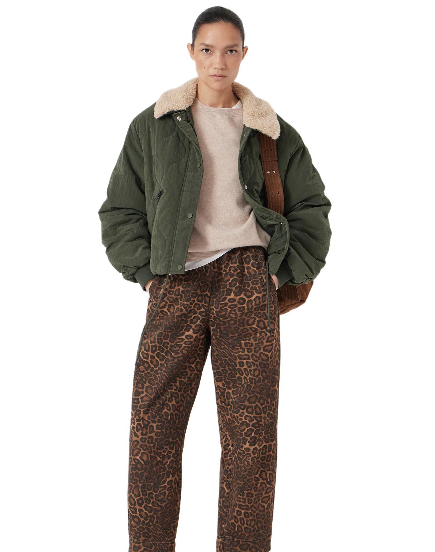 Women's Teddy Collar Quilted Bomber Jackets