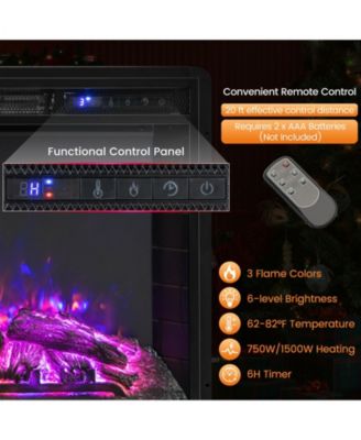 26 Inch Recessed Electric Fireplace with Adjustable Flame Brightness