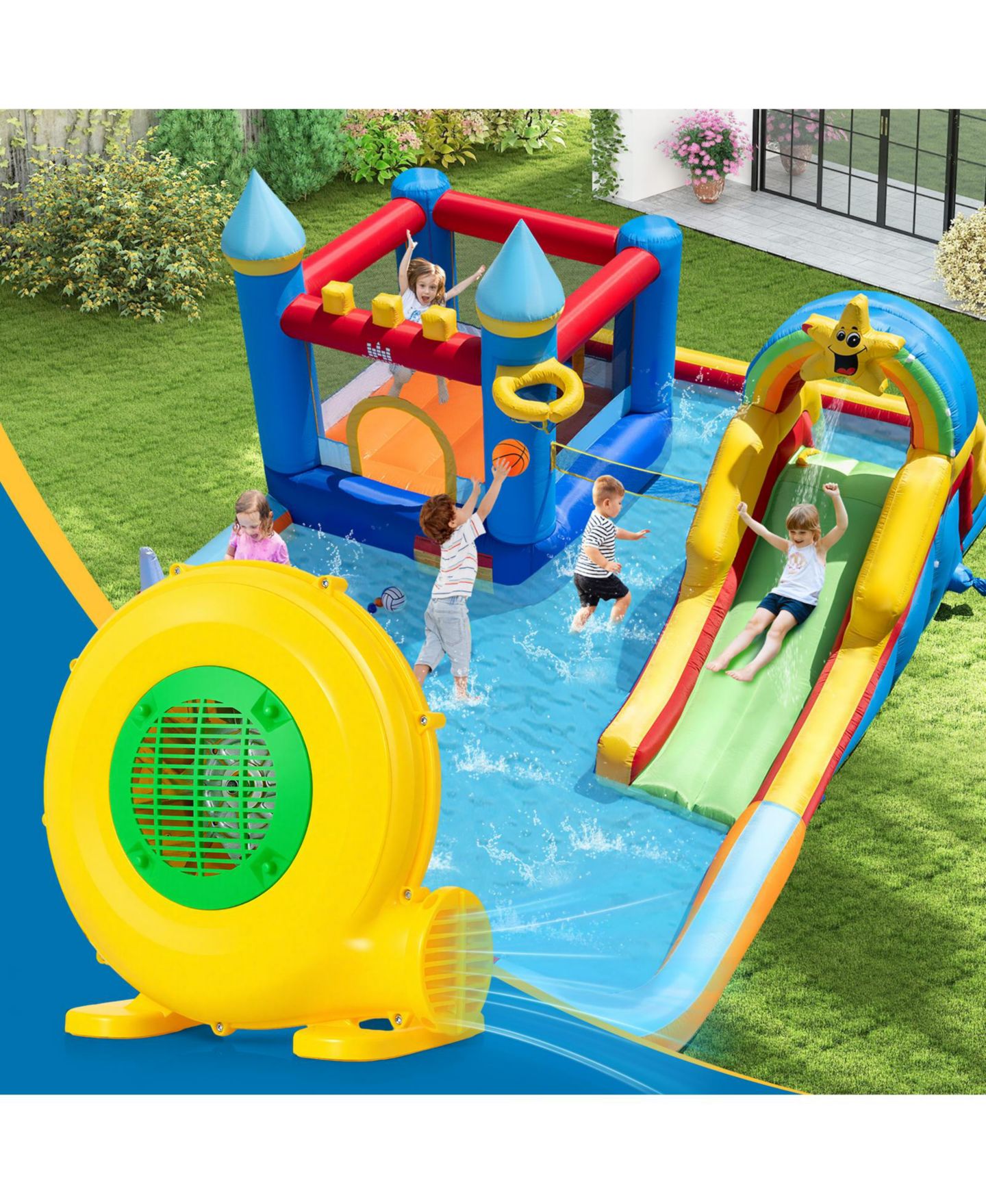 Детская игрушка SUGIFT 480W Bounce House Blower with Handle and Ground Stakes, цвет: Жёлтый — фото 2