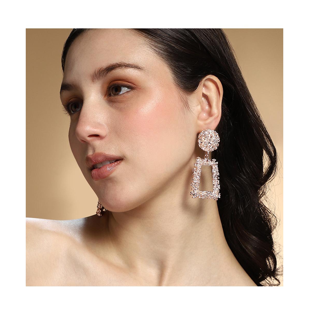 Women's The Corroded-Quad Drop Earrings - Rose Gold
