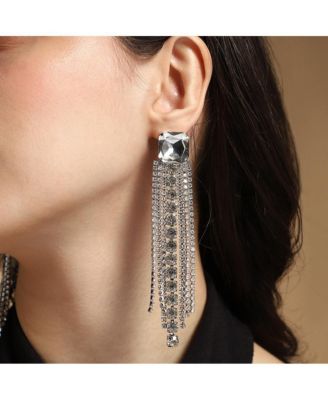 Women's The Bijou-Quad Drop Earrings - Crystal Silver