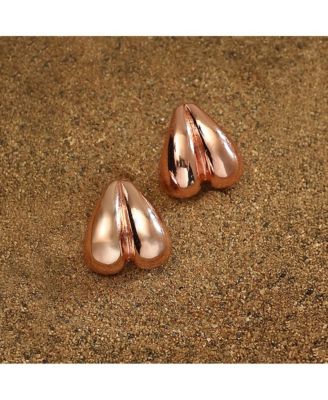 Women's The Droplet-Heart Stud Earrings - Rose Gold
