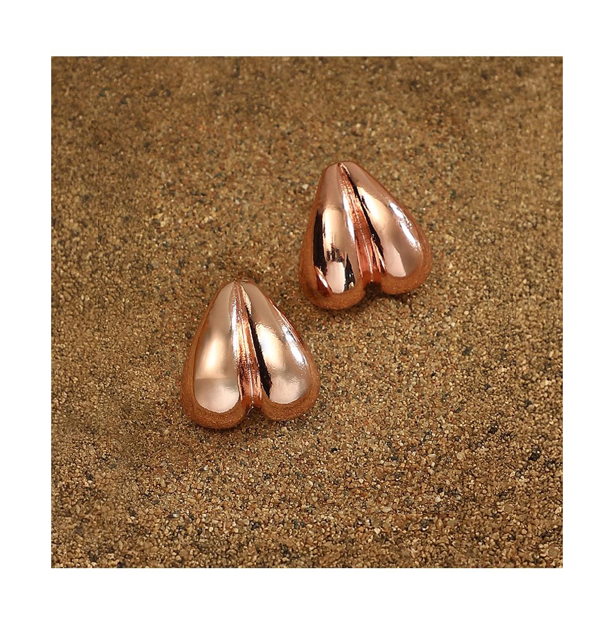 Women's The Droplet-Heart Stud Earrings - Rose Gold