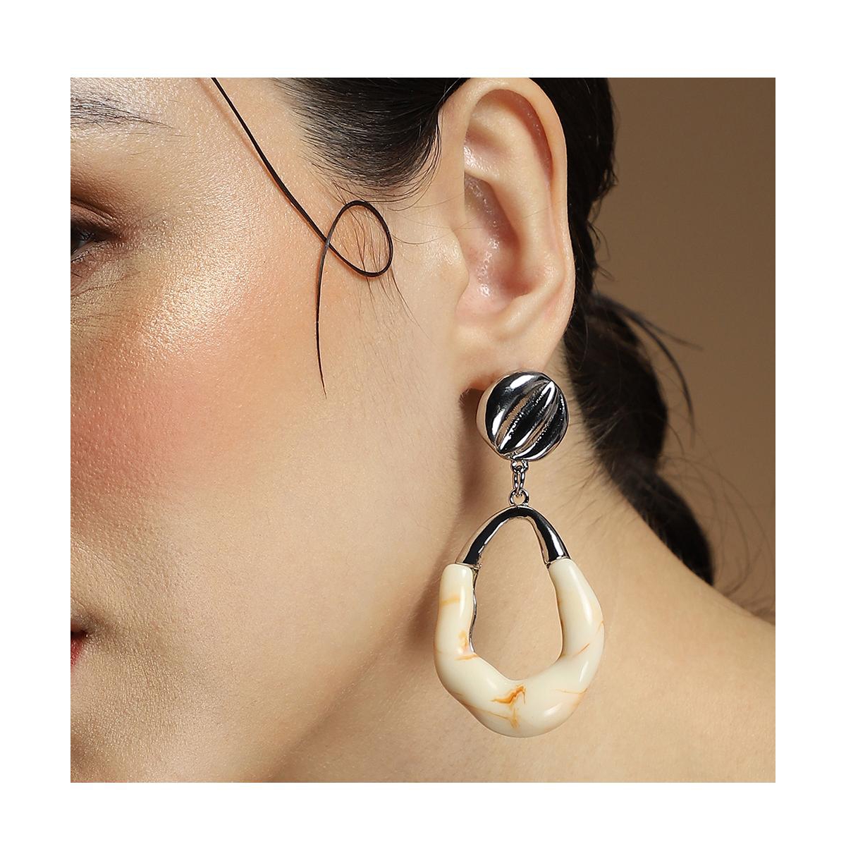 Women's The Calacatta Drop Earrings - Chrome Silver