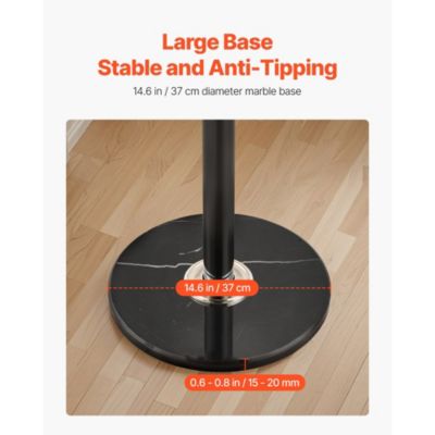 Freestanding Coat Rack with Marble Base and 6 Hooks for Coats.