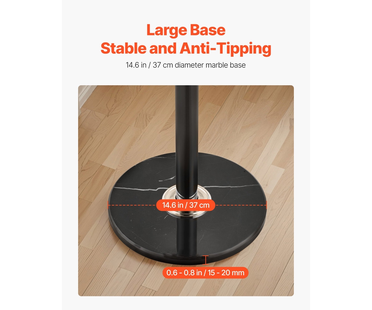 Slickblue Freestanding Coat Rack with Marble Base and 6 Hooks for Coats and Hats