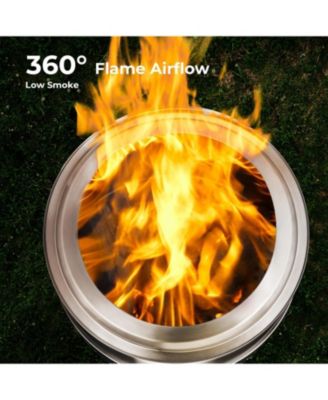 19" Smokeless Fire Pit, Stainless Steel, Portable with Ash Pan