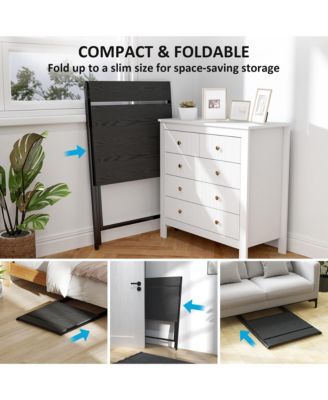 HOMCOM Small Folding Desk Foldable Computer Desk with Monitor Shelf