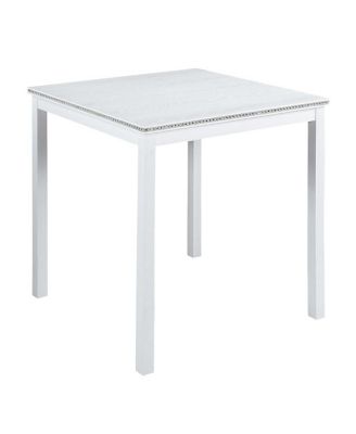 5-Piece Counter Height Dining Set with 4 Upholstered Chairs, 34.5" Square Table with Crystal Trim for Small Dining Room-Maison Boucle