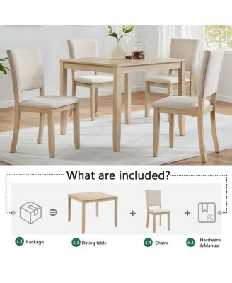 5-Piece Dining Table Set for 4, Small Kitchen Table and Chairs Set, Modern Wooden Dining Set for Apartment or Breakfast Nook