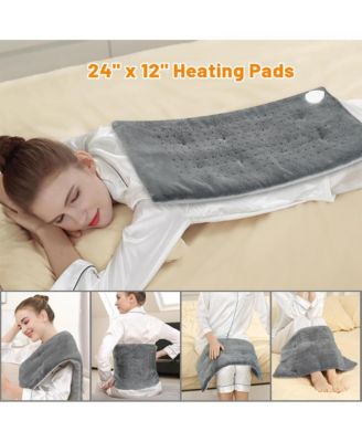 12''x24'' Grey Weighted Electric Heating Pad for Pain Relief, Machine Washable with 3 Heat Settings ,Heating pad for Neck and Shoulder, Knee