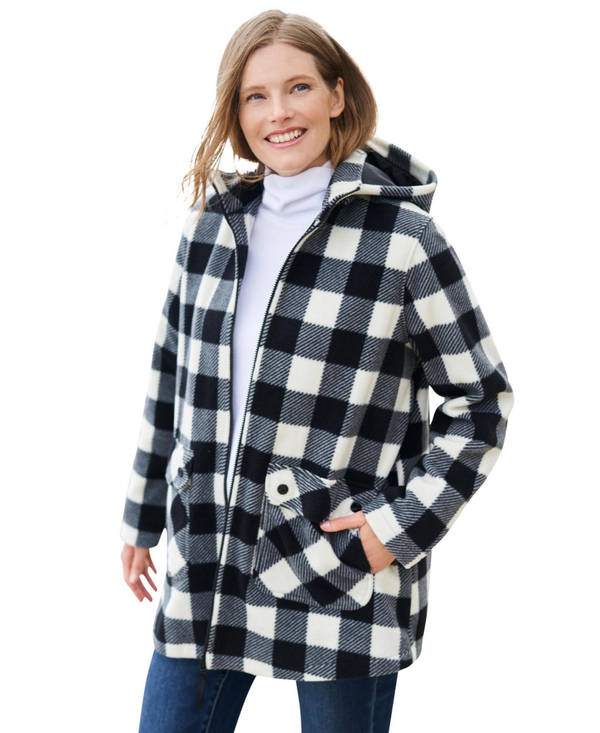 Woman Within Women's Hooded Fleece Coat