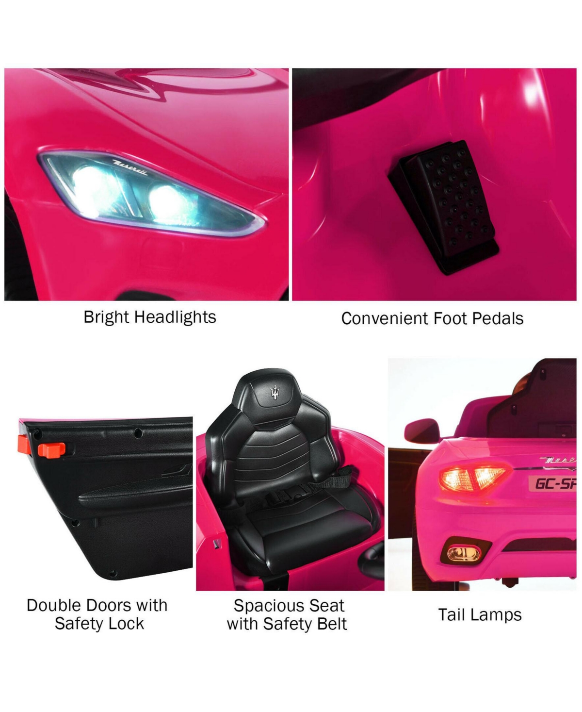 Sugift 12V Kids Ride-On Car with Remote Control and Lights-Pink