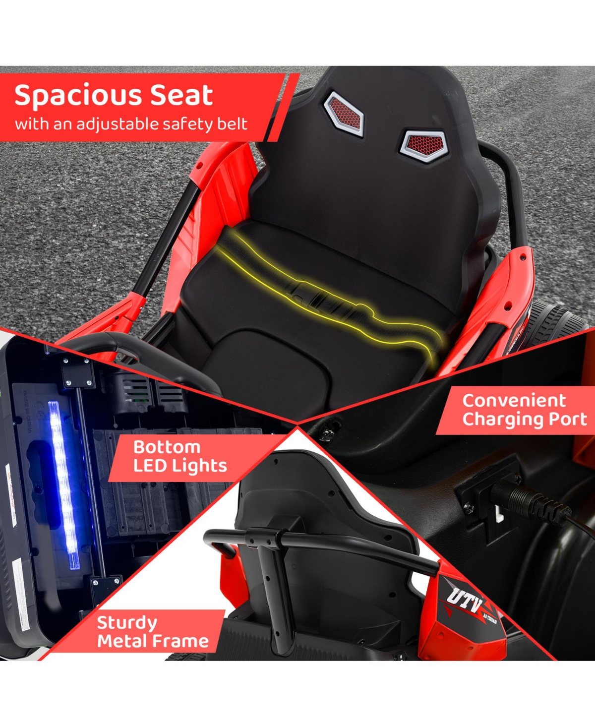 12V Kids Ride-On Utv Car with Remote Control and Suspension