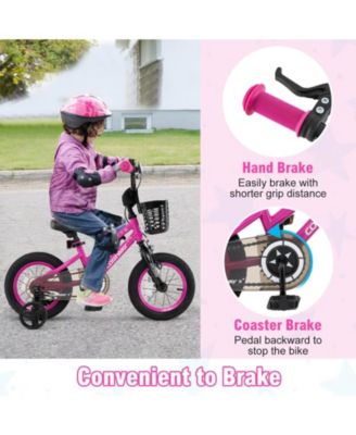 12" Kid s Bike with Training Wheels Adjustable Handlebar & Seat Handbrake