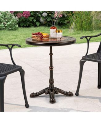 32" Patio Dining Table with 1.6" Umbrella Hole & Lid DPC Tabletop for Backyard