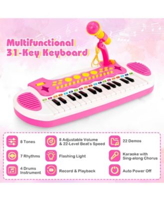 31-Key Kids Piano Keyboard Toy with Microphone and Multiple Sounds for Age 3+