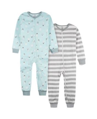 Toddler Boys 2-Pack Snug Fitting Footless Pajamas, Blue Snowman