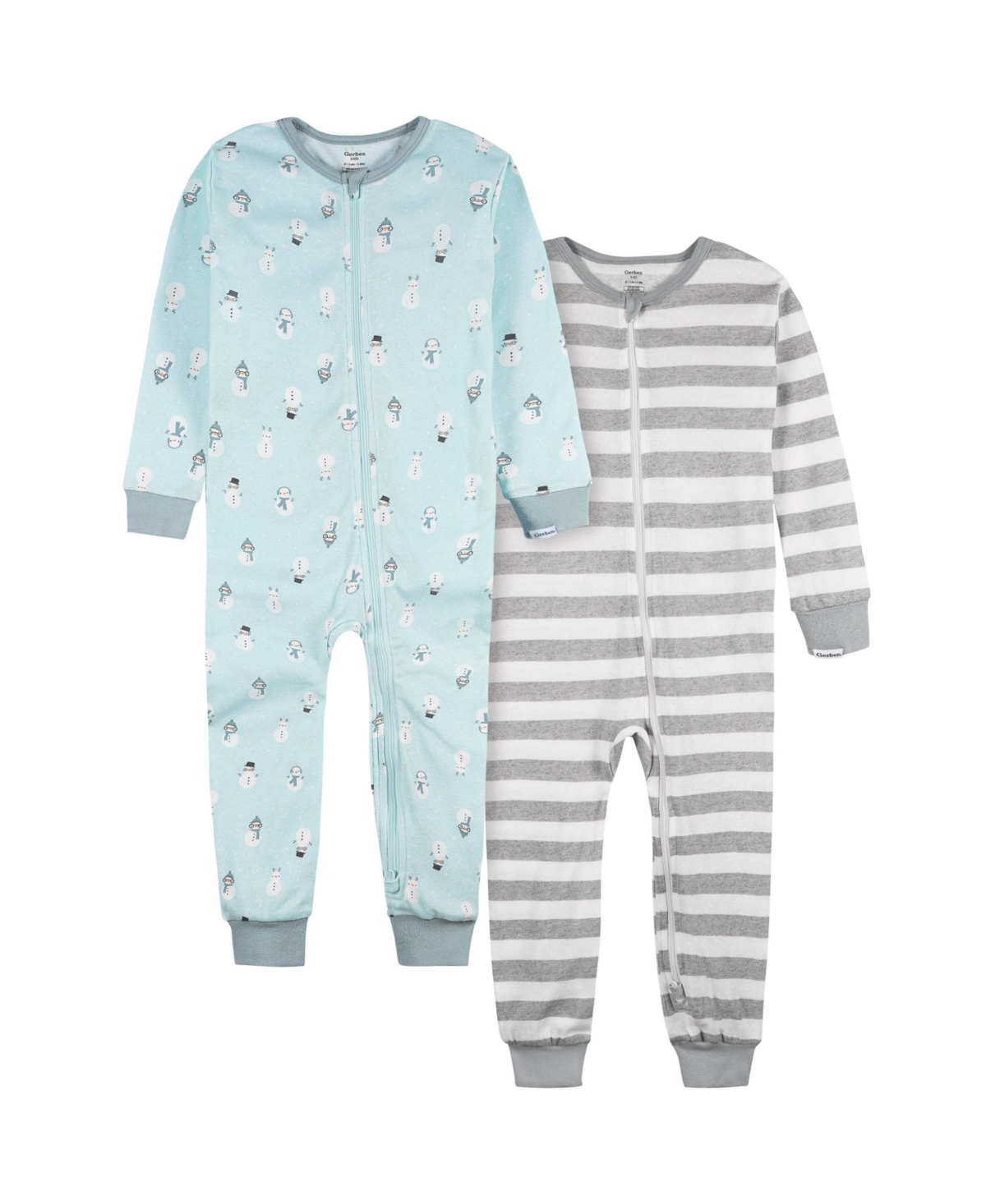 Gerber Toddler Boys 2-Pack Snug Fitting Footless Pajamas, Blue Snowman