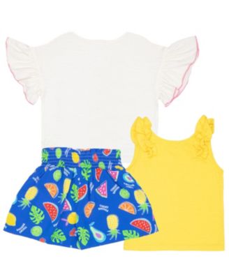 Girls 3 Piece Grpahic T-Shirt, Tank Top and Shorts Summer Set