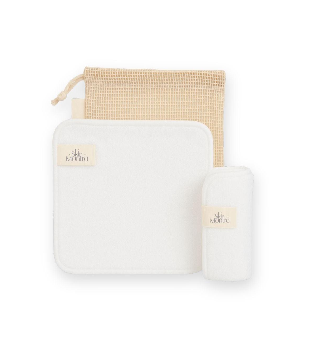Skin Mantra Let Glow Bamboo + Cotton Facial Cleansing Cloths, 2-Pack with Mesh Wash Bag