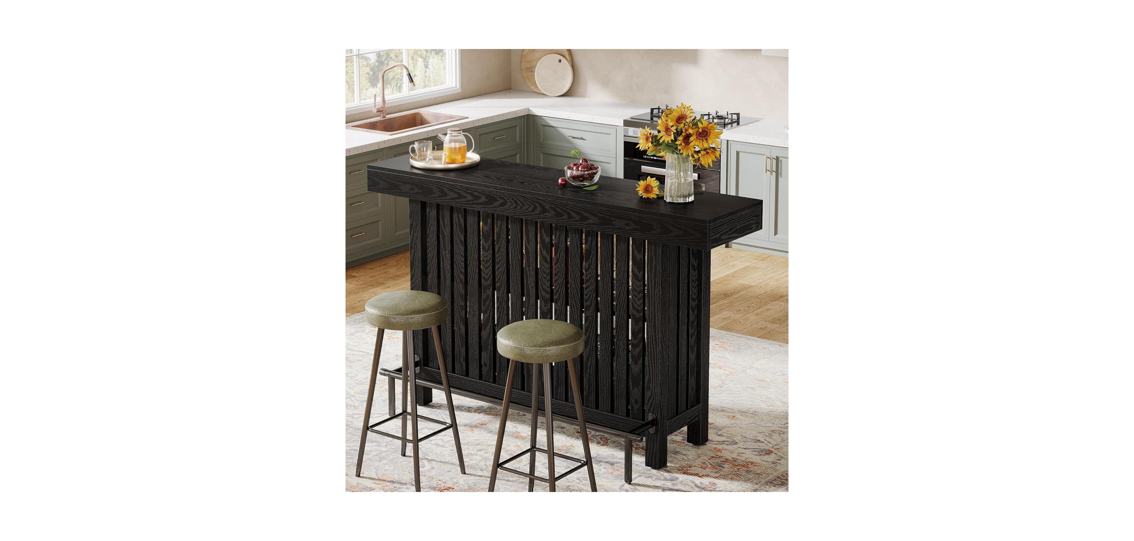 Tribesigns Kitchen Island with 2-Tier Storage, 63-Inch Modern Cart Footrest,Modern Table