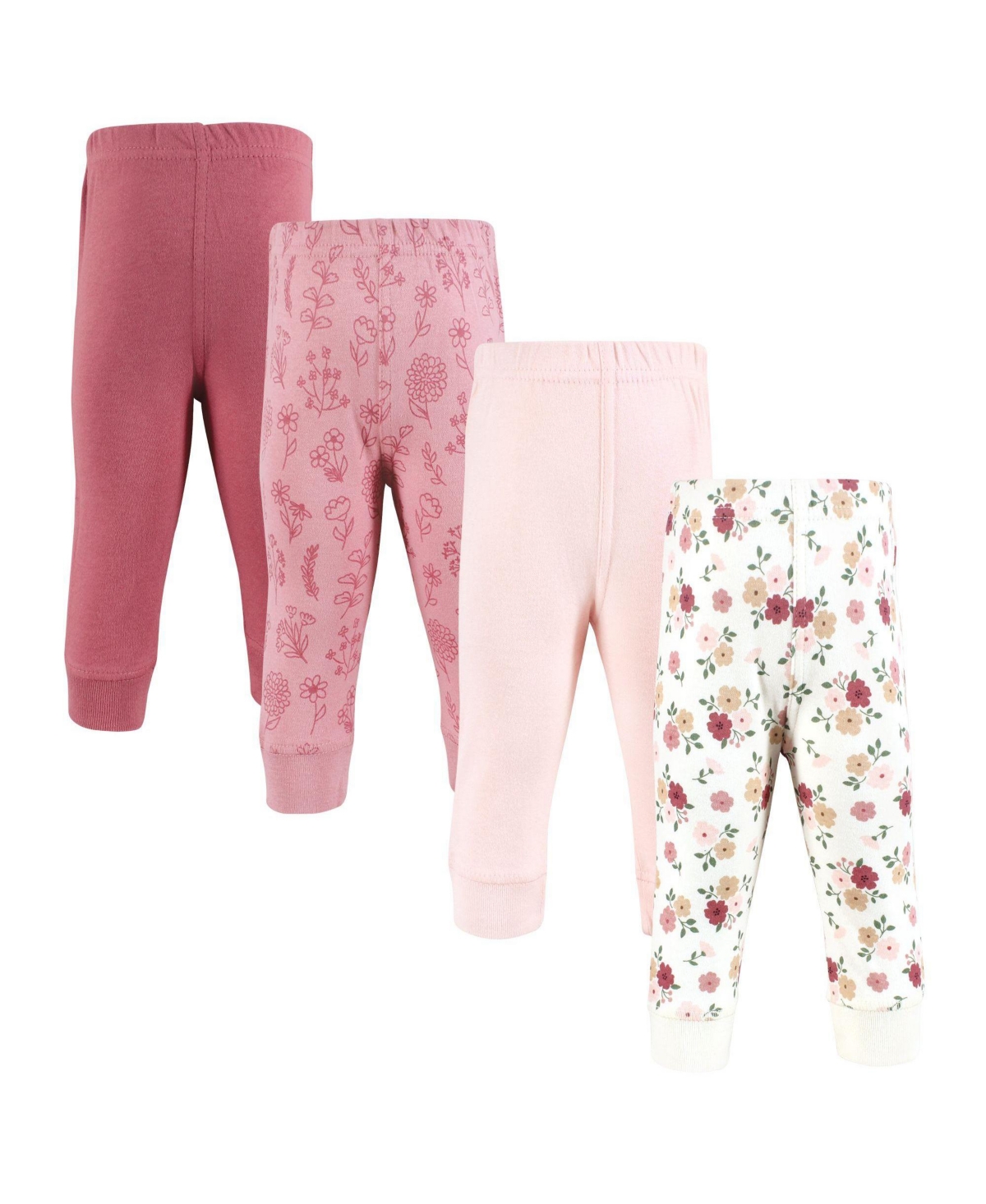 Hudson Baby Toddler Girls Cotton Pants and Leggings, Mauve Floral Love
