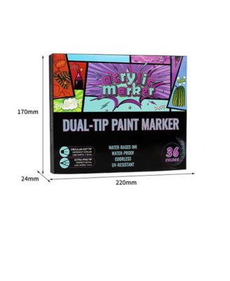 36-Color Waterproof Acrylic Paint Pens – Dual Tip Dot & Fine Markers Set for Rock, Glass, Wood, Ceramic & DIY Art Surfaces