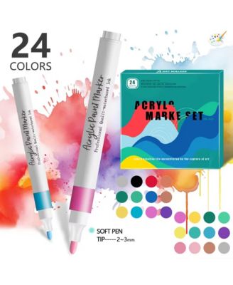 24 Colors Paint Markers, Acrylic Paint Pens for Rock Painting, Wood, Canvas, DIY Crafts Making Art Supplies