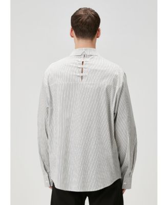 Men's Striped Cotton-Blend Woven Relaxed-Fit Shirt