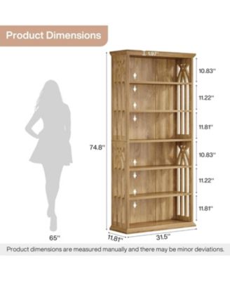 6-Tier Kitchen Pantry, 75-Inch Tall Pantry Cabinet, Large Freestanding Storage Shelves, Wood Pantry Organizer