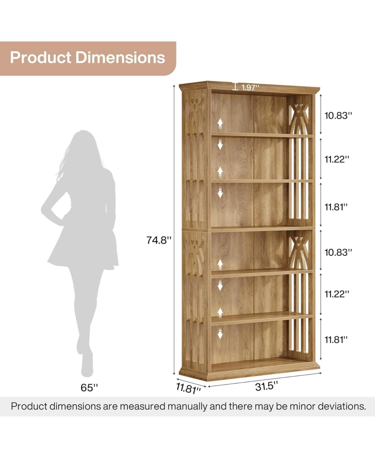 Tribesigns 6-Tier Kitchen Pantry, 75-Inch Tall Pantry Cabinet, Large Freestanding Storage Shelves, Wood Pantry Organizer