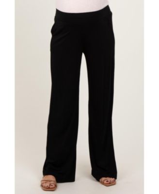 Maternity Black Basic Wide Leg Pocketed Pants