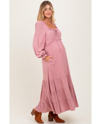 Maternity Motherhood Ruffled Fit-and-Flare Maxi Dress