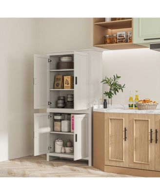 64" Freesding Kitchen Pantry Food Storage Cabinet w/ Shelves,