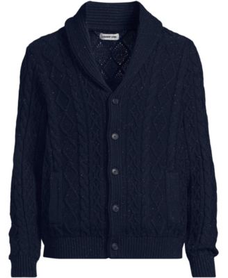 Men's Long Sleeve Cotton Blend Cable Shawl Cardigan