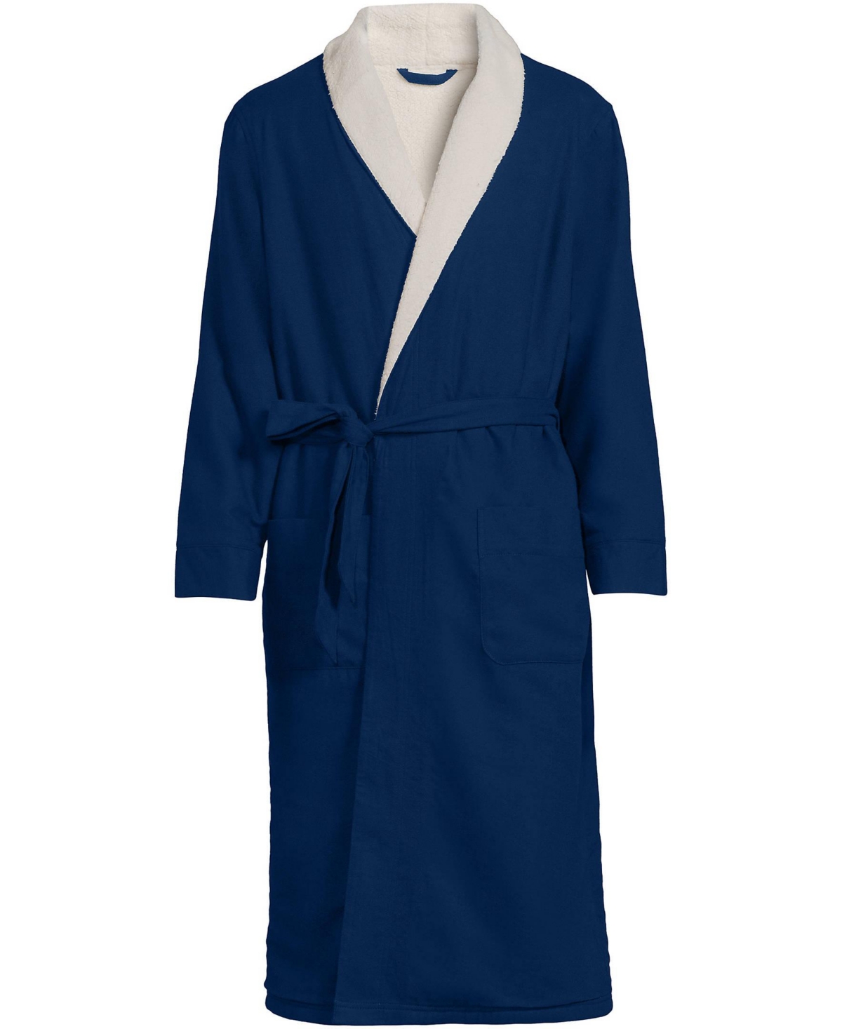 Lands' End Big & Tall High Pile Fleece Lined Flannel Robe