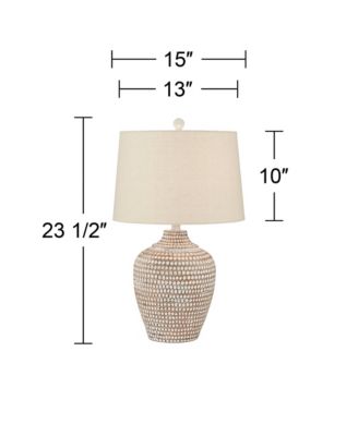 Alese 23 1/2" High Textured Dot Jug Farmhouse Rustic Accent Table Lamps Set of 2 Beige Light Earth Finish Living Room