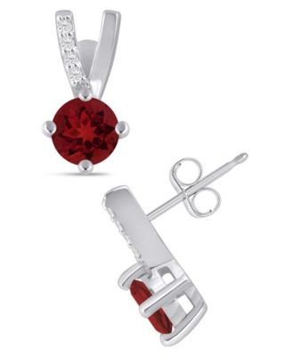 Gemstone and Diamond Earrings (1/20 ct. t.w.) in 10k White Gold (also in 10k Yellow Gold)