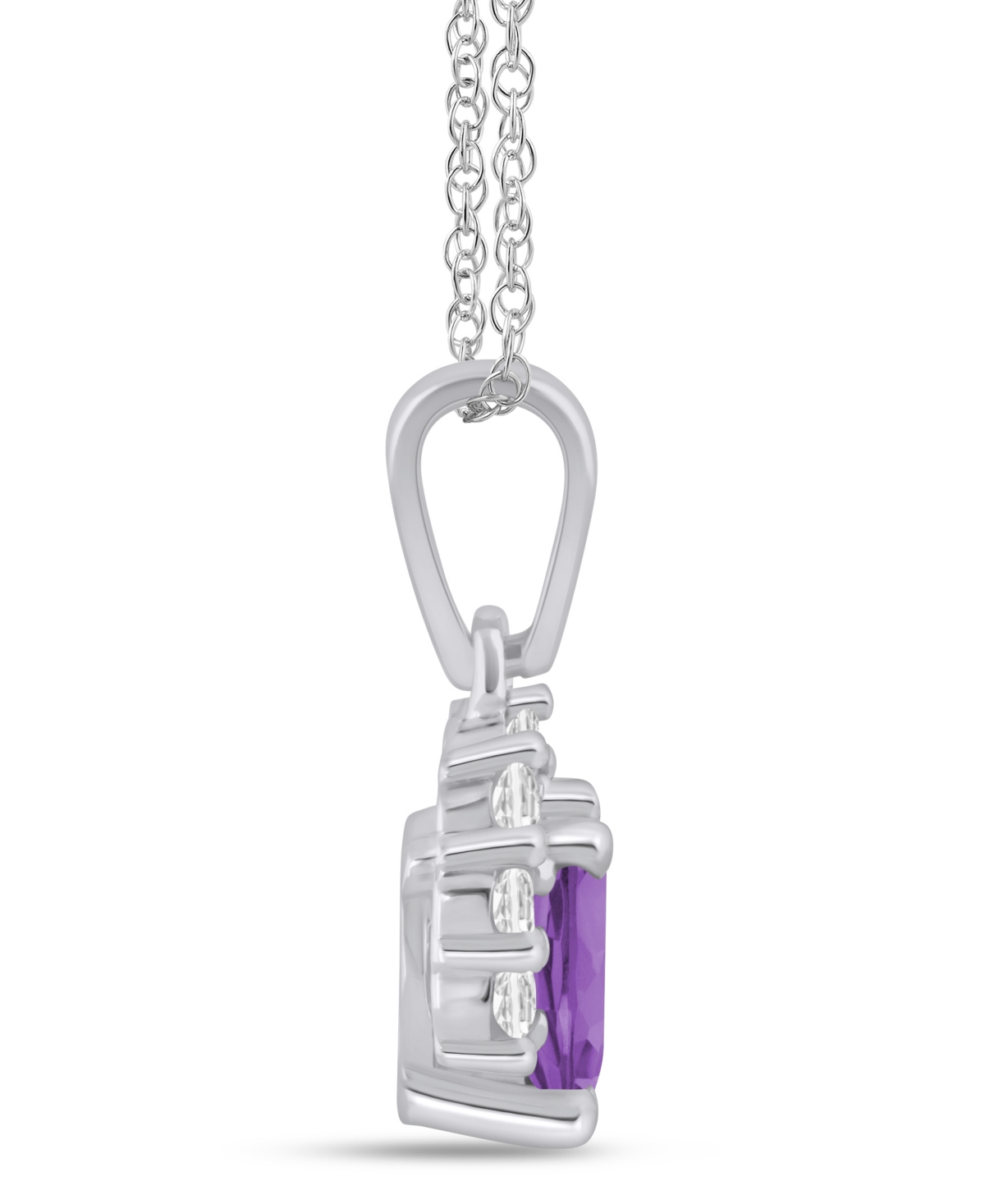Macy's Gemstone and Diamond Pendant Necklace (1/20 ct. t.w.) 10K White Gold (also Yellow Gold)