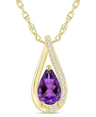 Gemstone and Diamond Pendant Necklace (1/10 ct. t.w.) in 10k White Gold (also in 10k Yellow Gold)