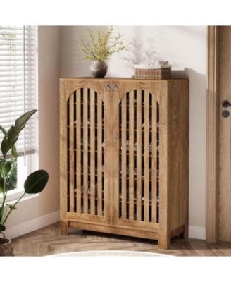 Shoe Cabinet with Airy Doors, 6-Tier Entryway Shoe Storage Rack Organizer with Adjustable Shelves