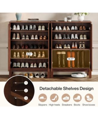 Shoe Cabinet with Doors, 5-Tier Shoe Storage Cabinet with Adjustable Shelves