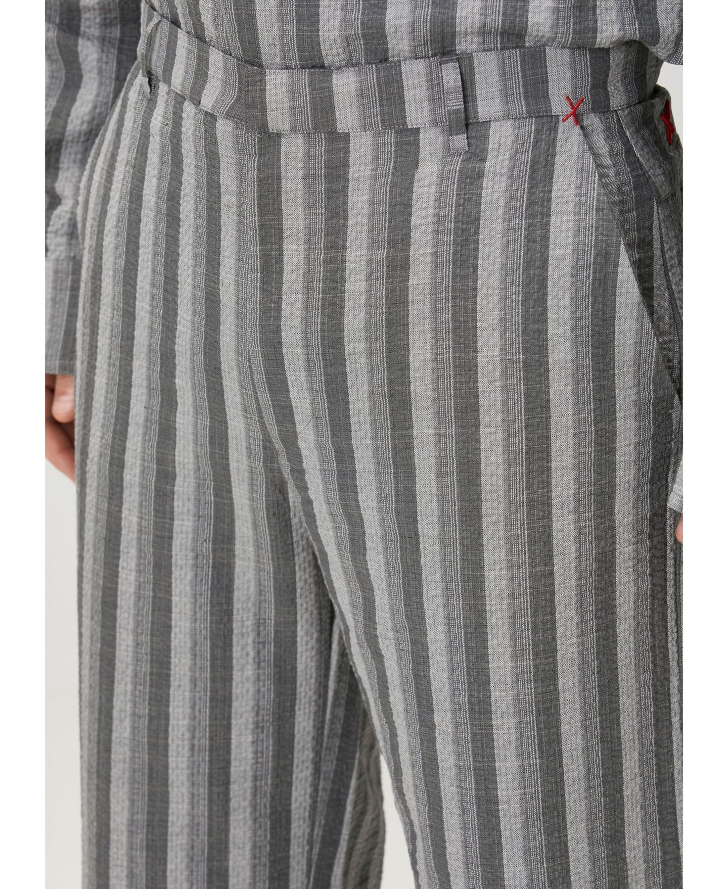 Мужские шорты PCFG Linen-Cotton Blend Checked Woven, цвет: Серый / Белый — фото 7